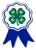 Blue ribbon with 4-H clover
