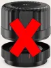 Lid sealer device with a red x on top