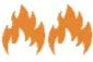 Two orange flames, side by side