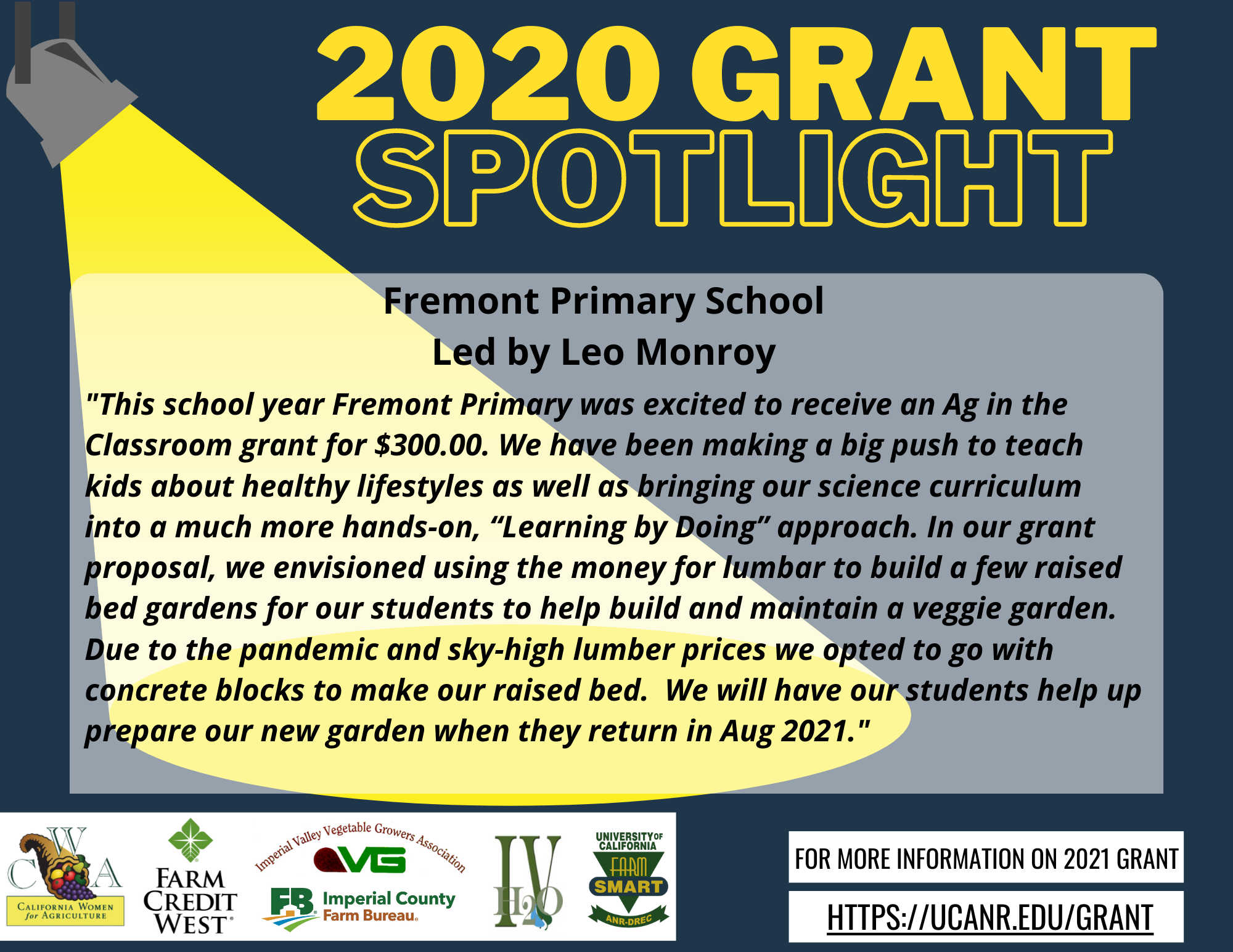 2020 grant spotlight-Fremont Primary School Leo Monroy