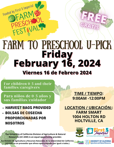 2024 Farm to Preschool Harvest Day Flyer