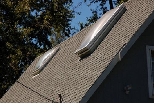 Steep roof with skylights