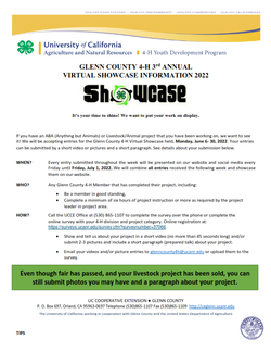 Glenn County 4-H Virtual Showcase Information Packet 2022