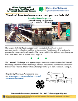 Glenn County 4-H Livestock Field Day and Livestock Challenge Events 2022