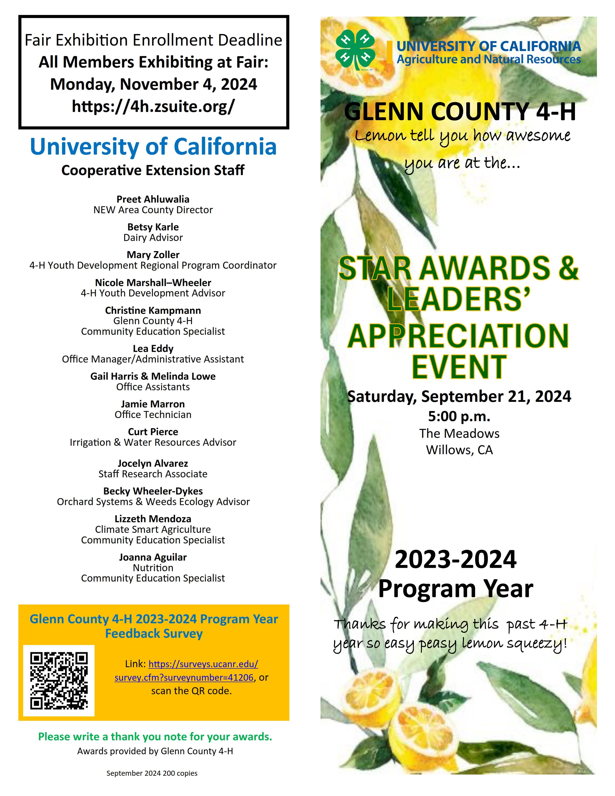 Glenn County 4-H Star Awards Program 2024