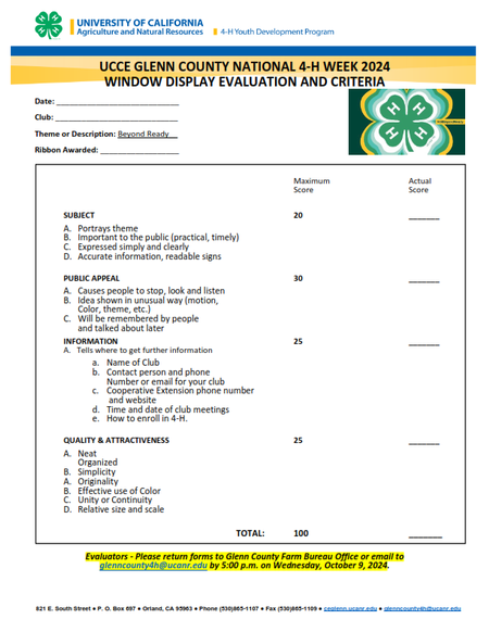 Window Display Rubric 2024- Beyond Ready