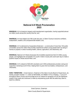 2023 Glenn County 4-H National 4-H Week Proclamation