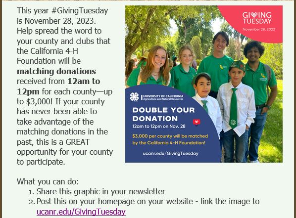 4-H Giving Tuesday 2023