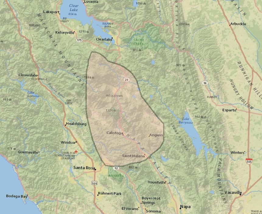 Napa Sonoma Lake map