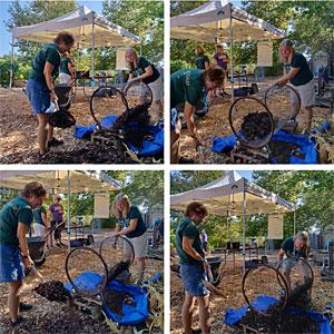 Master Gardeners sifting compost