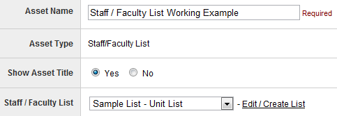 Staff / Faculty Asset - Choose List