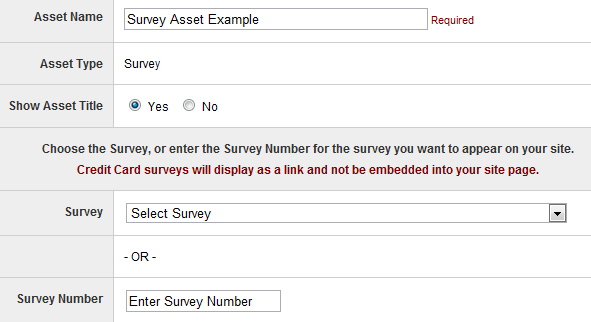 Survey Asset Options