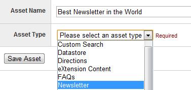 Adding a newsletter asset