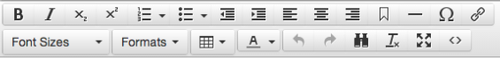 The buttons on the text editor