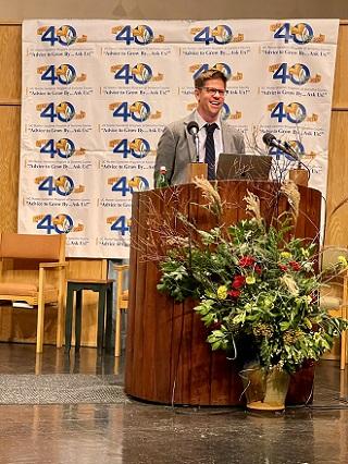 Dr. Matt Ritter addresses the audience during the 40th anniversary lecture.