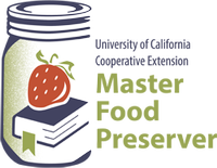 University of California Master Food Preserver logo with a strawberry on a book inside a jar.