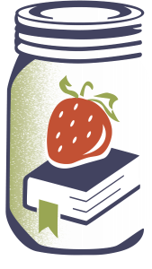 University of California Master Food Preserver logo that consists of a strawberry on a book inside a jar.