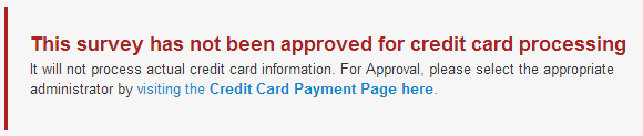 Not approved for Credit Card processing