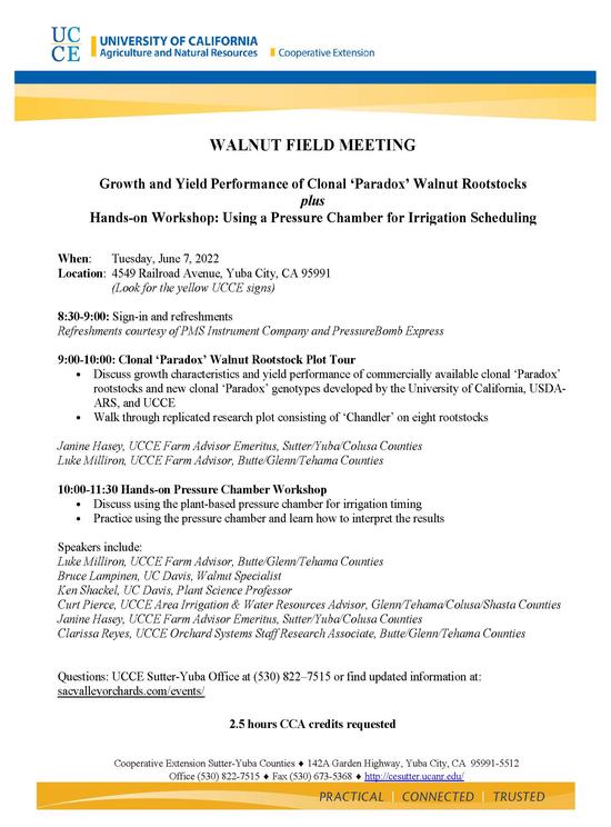 Walnut Field Meeting 2022 Flyer