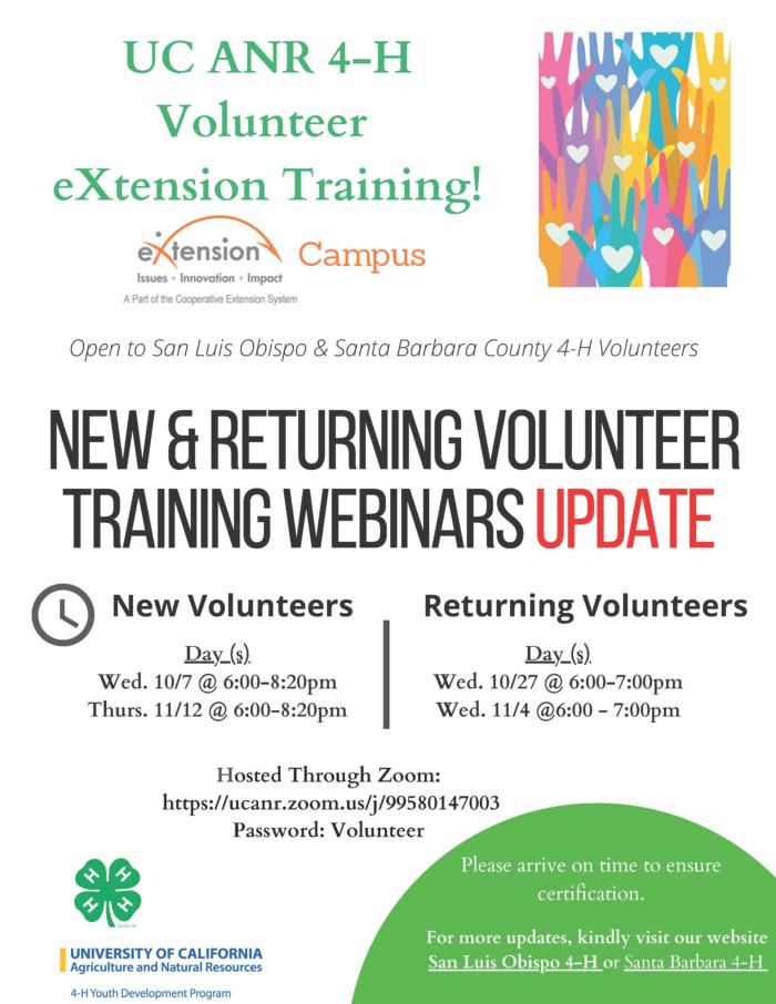 Re-Certification & New Volunteer Training 2020 Official Announcement UPDATE