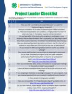 Project Leader Checklist