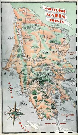 Marvelous Marin Map, 1925 (Anne T. Kent California Room, Marin County Free Library)