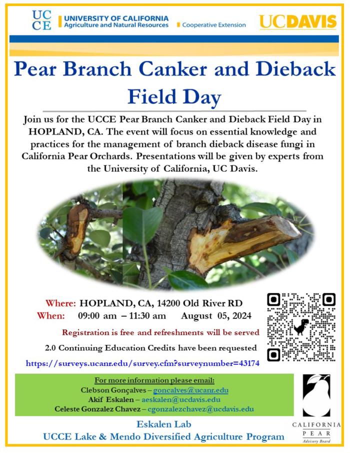 Pear Branch Canker and Dieback Field Day