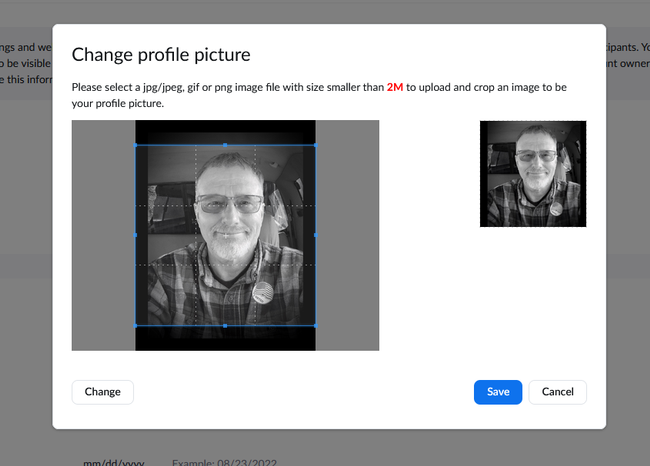 Change or Crop Zoom Profile Picture